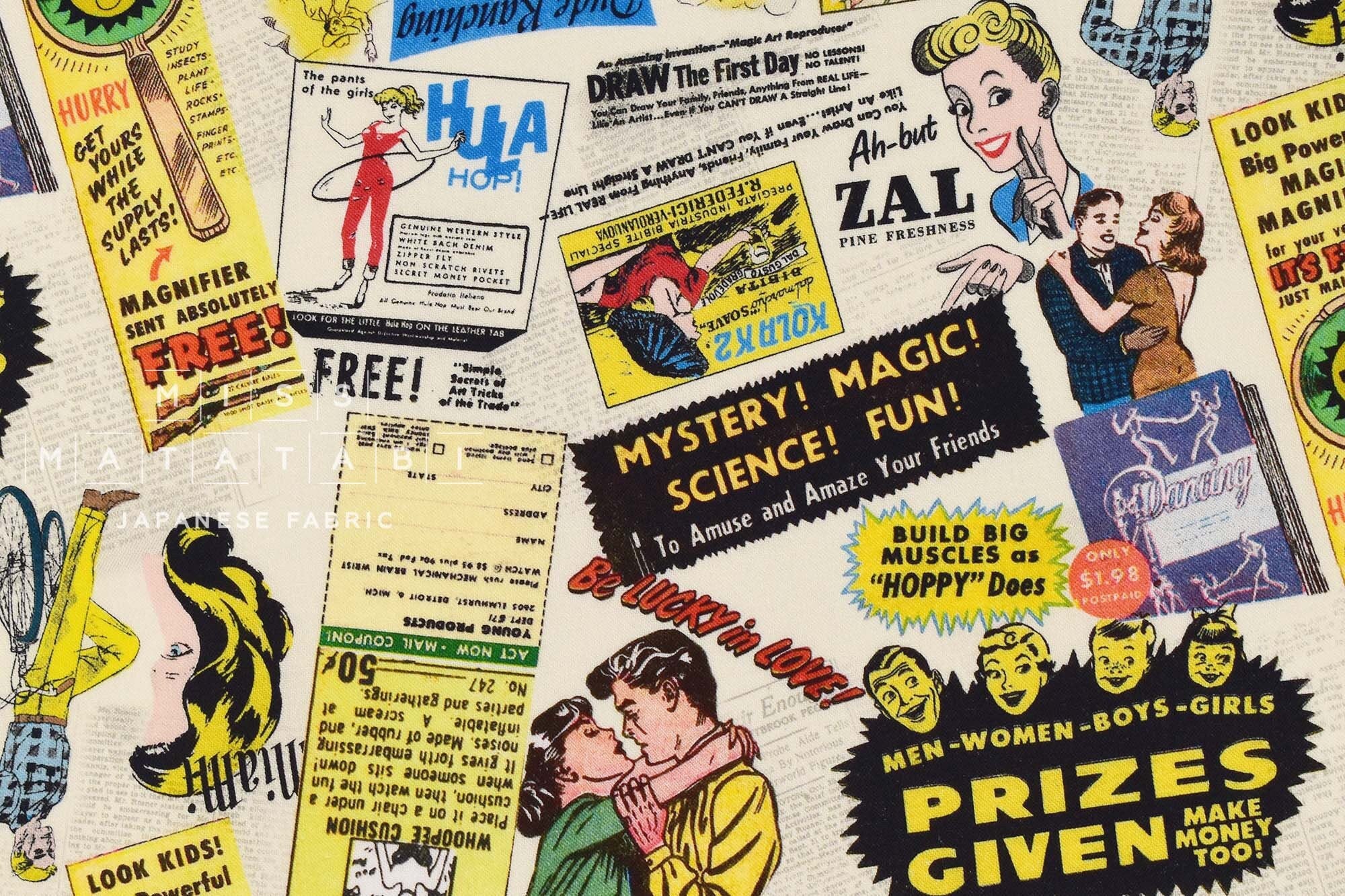 Japanese Fabric Vintage Ads - A - 50cm