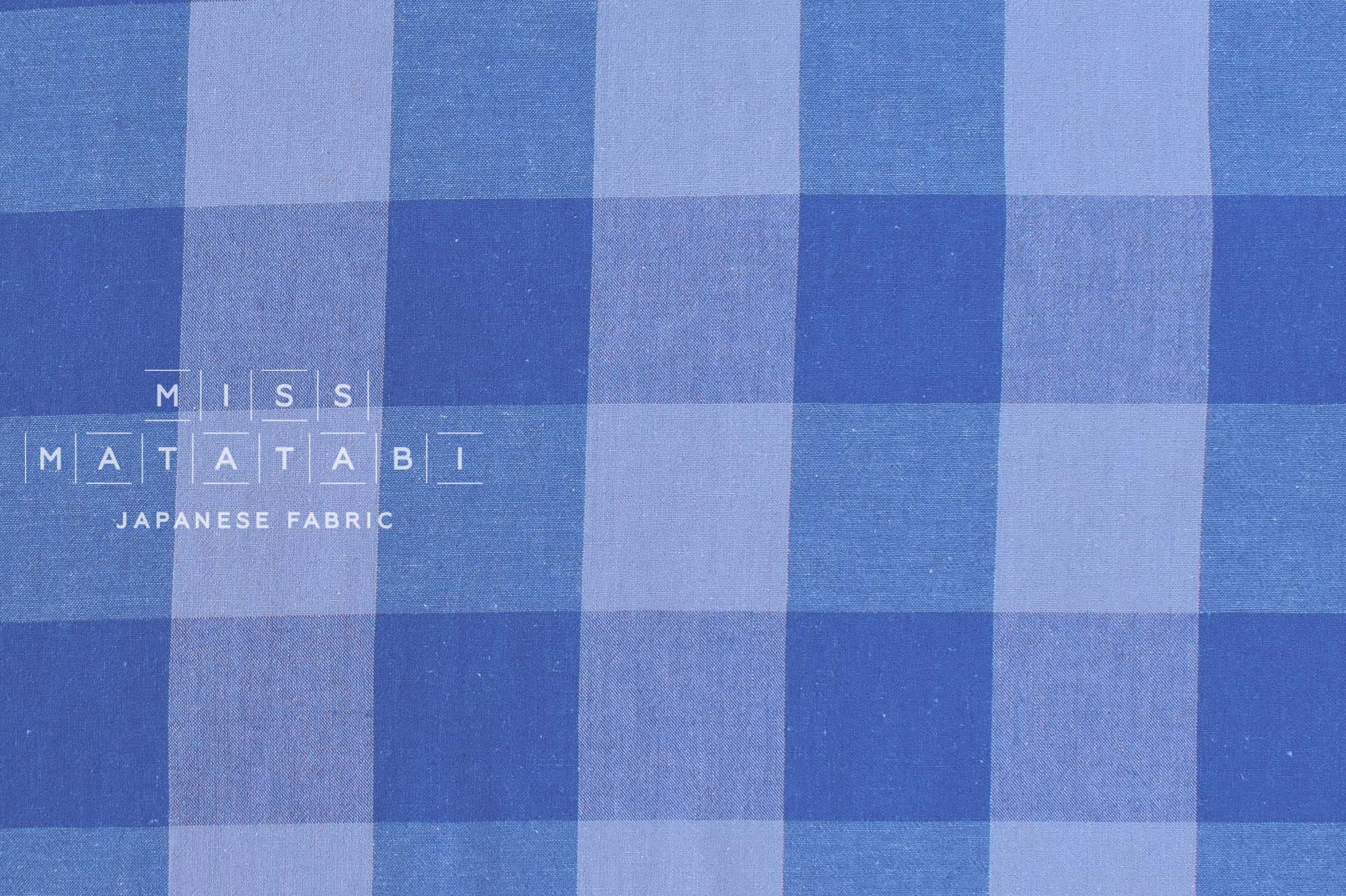 Japanese Fabric Yarn Dyed Large Check - blue - 50cm