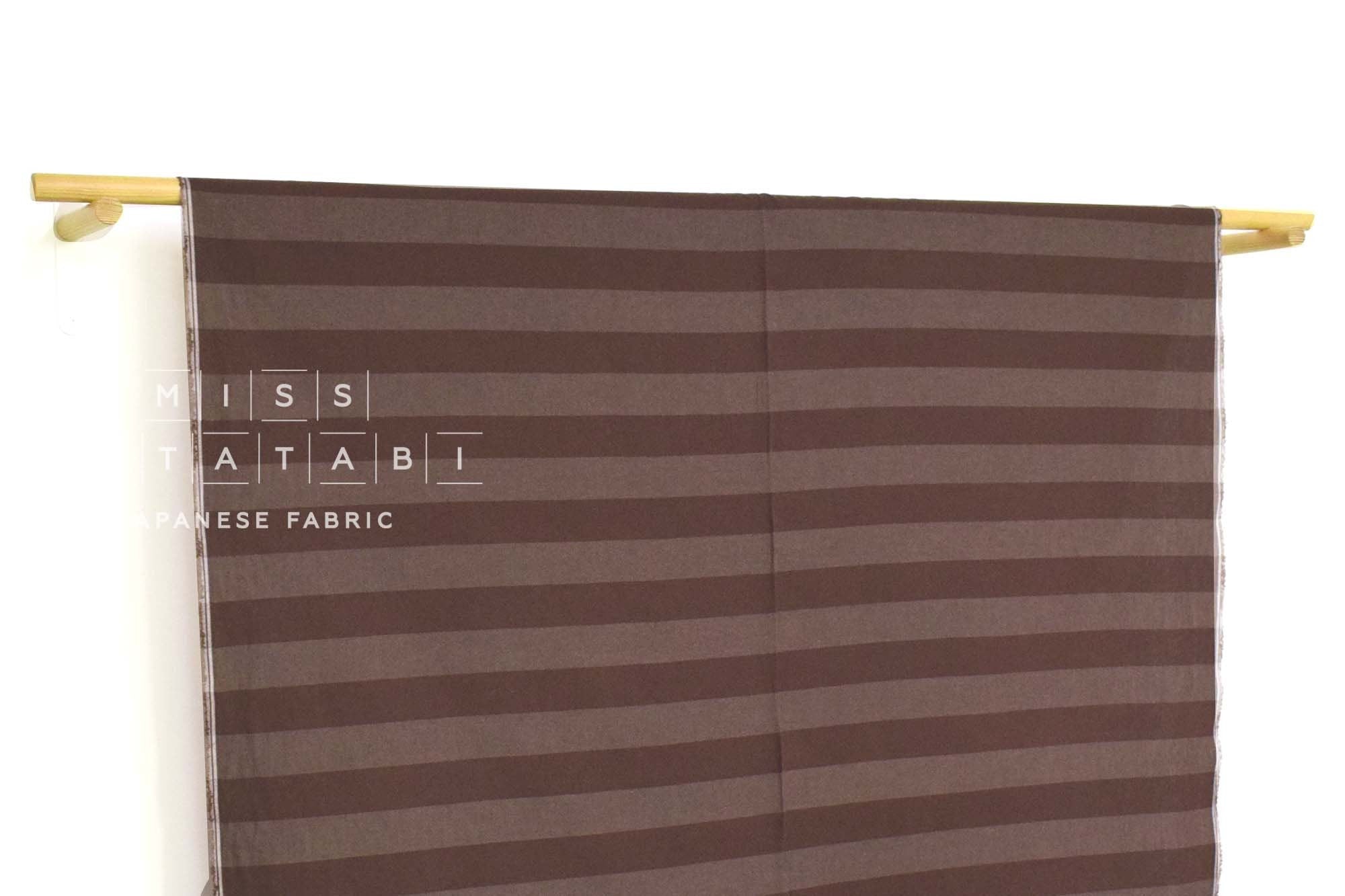 Japanese Fabric Yarn Dyed Large Stripes - brown - 50cm