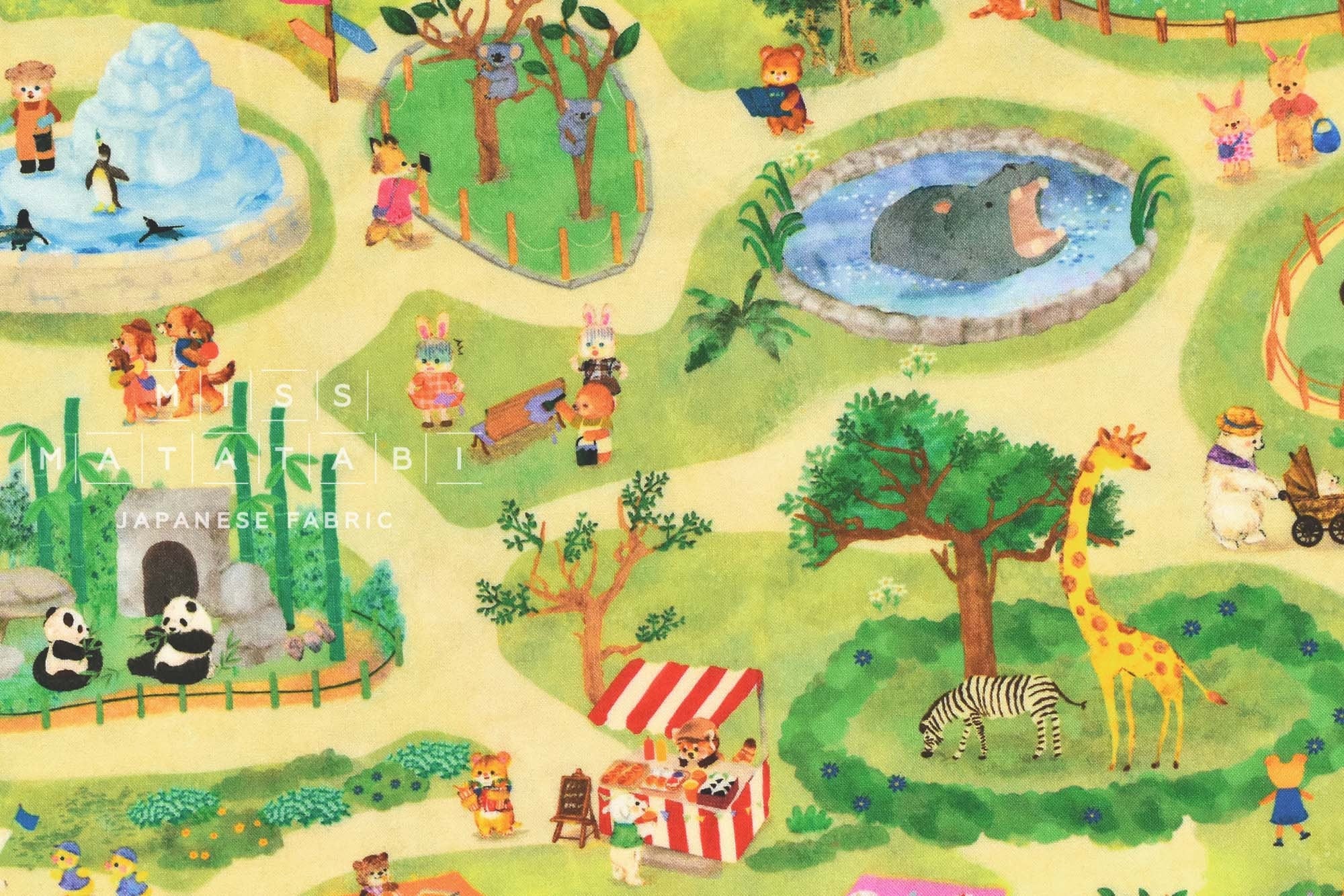 Japanese Fabric Funny Zoo - A - 50cm