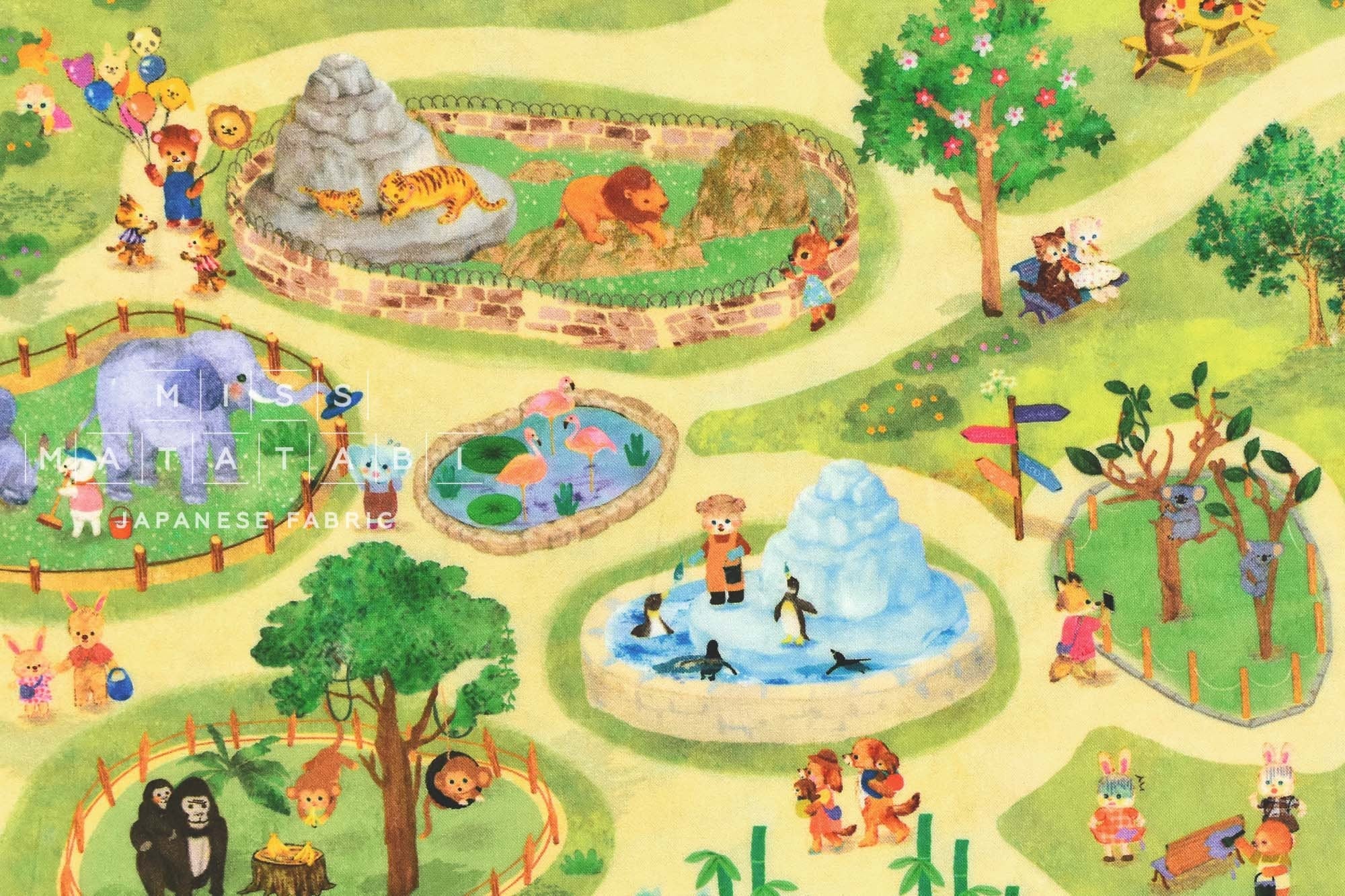 Japanese Fabric Funny Zoo - A - 50cm