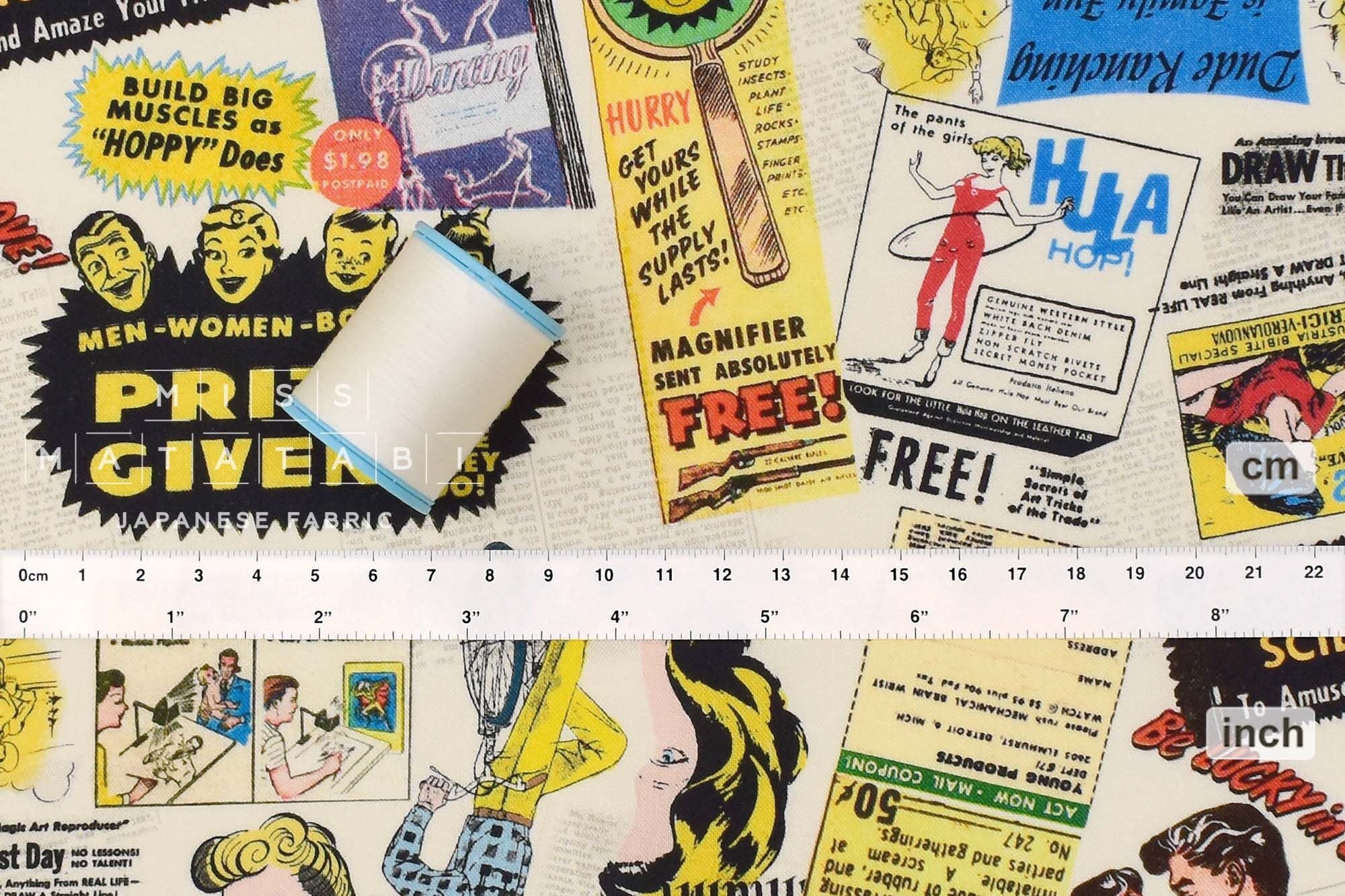 Japanese Fabric Vintage Ads - A - 50cm