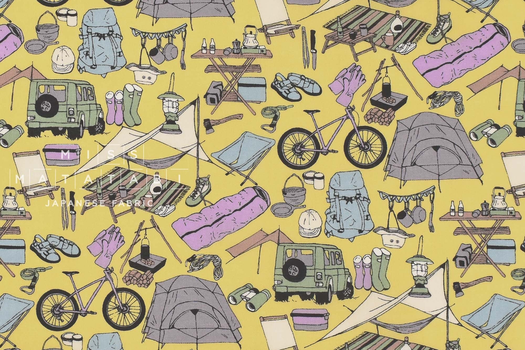 Japanese Fabric Let's Go Camping - B - 50cm
