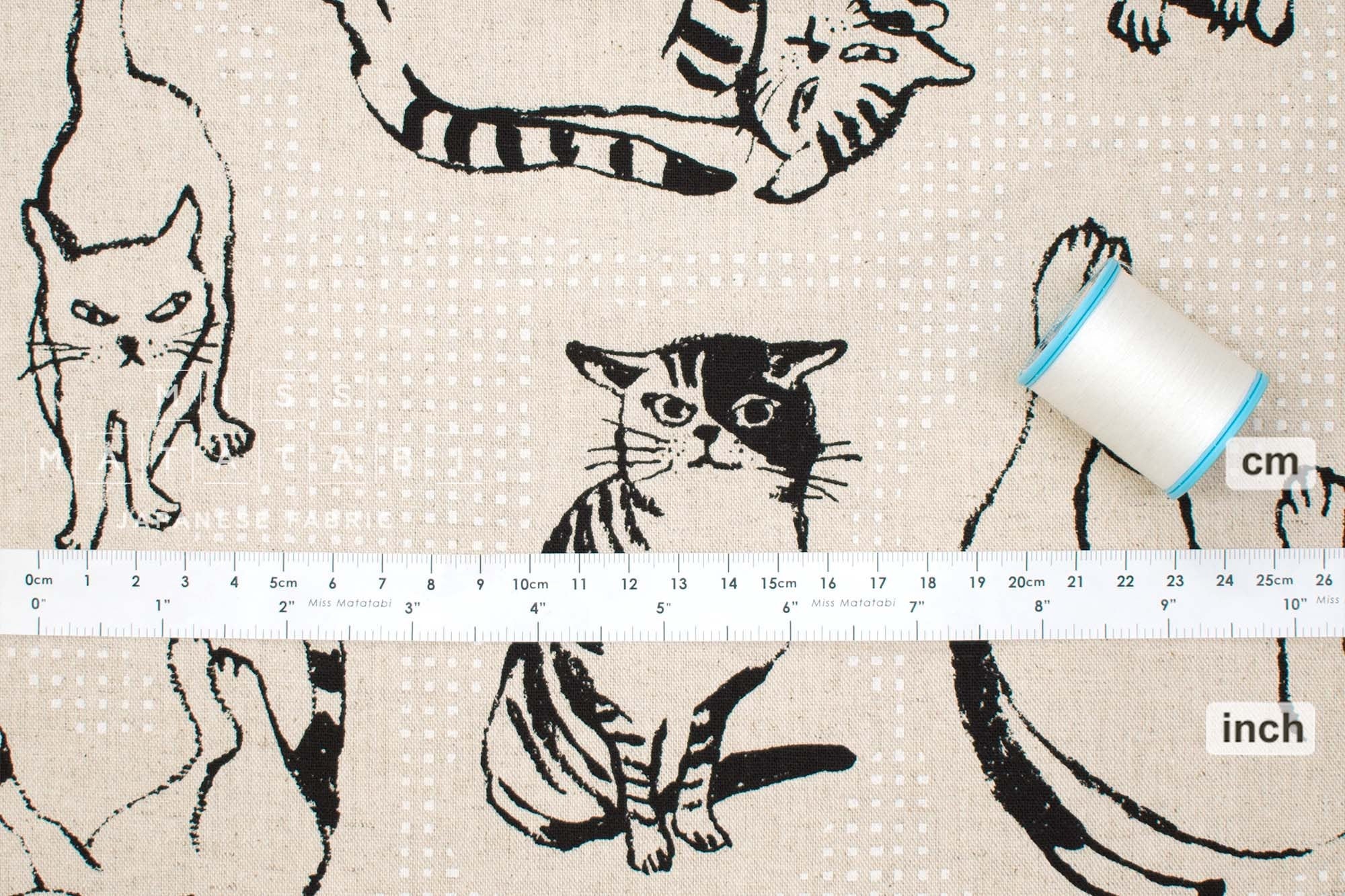 Japanese Fabric Neko With Attitude - A - 50cm