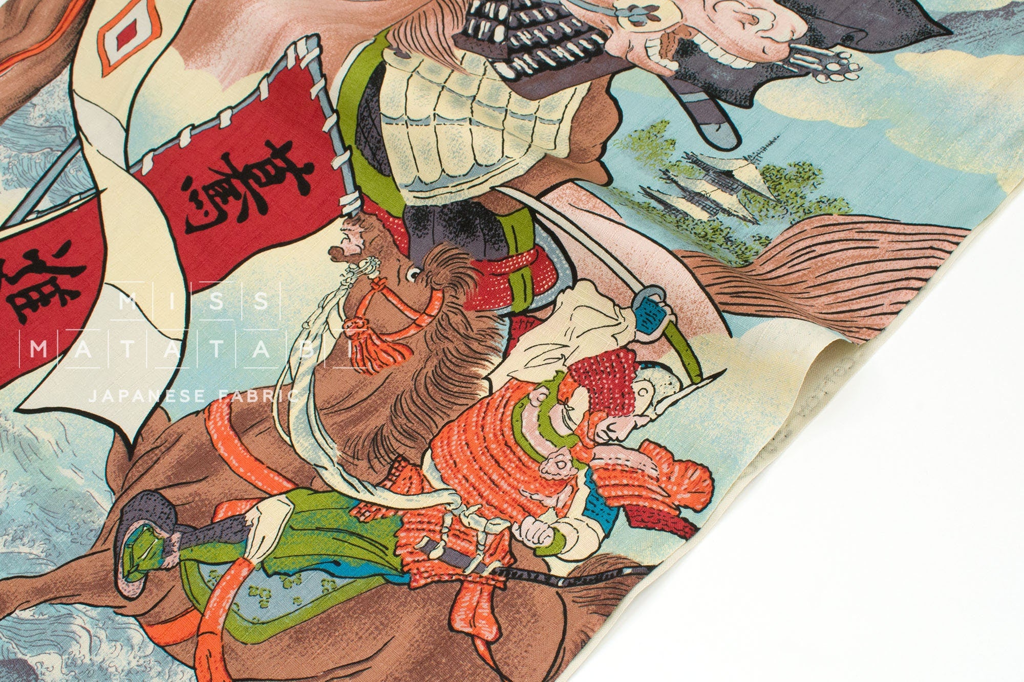 Japanese Fabric Samurai Battle - A - 50cm