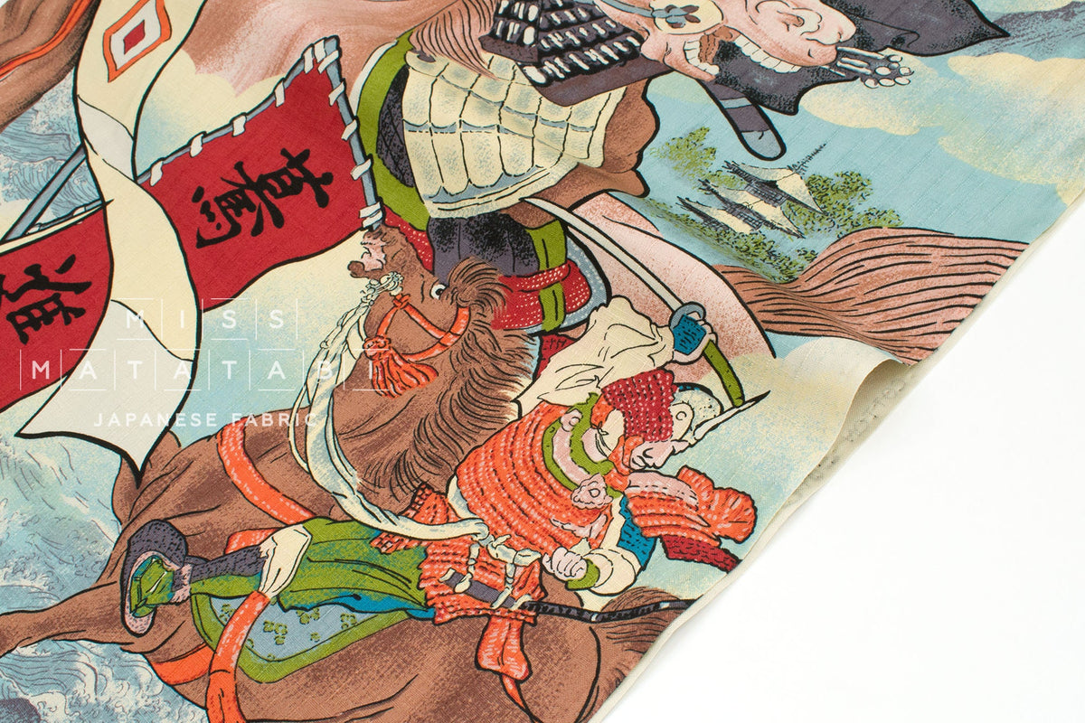 Japanese Fabric Samurai Battle - A - 50cm