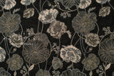 Japanese Fabric Yarn Dyed Woven Poppy Jacquard  - black, latte - 50cm