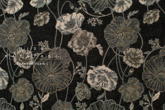 Japanese Fabric Yarn Dyed Woven Poppy Jacquard  - black, latte - 50cm