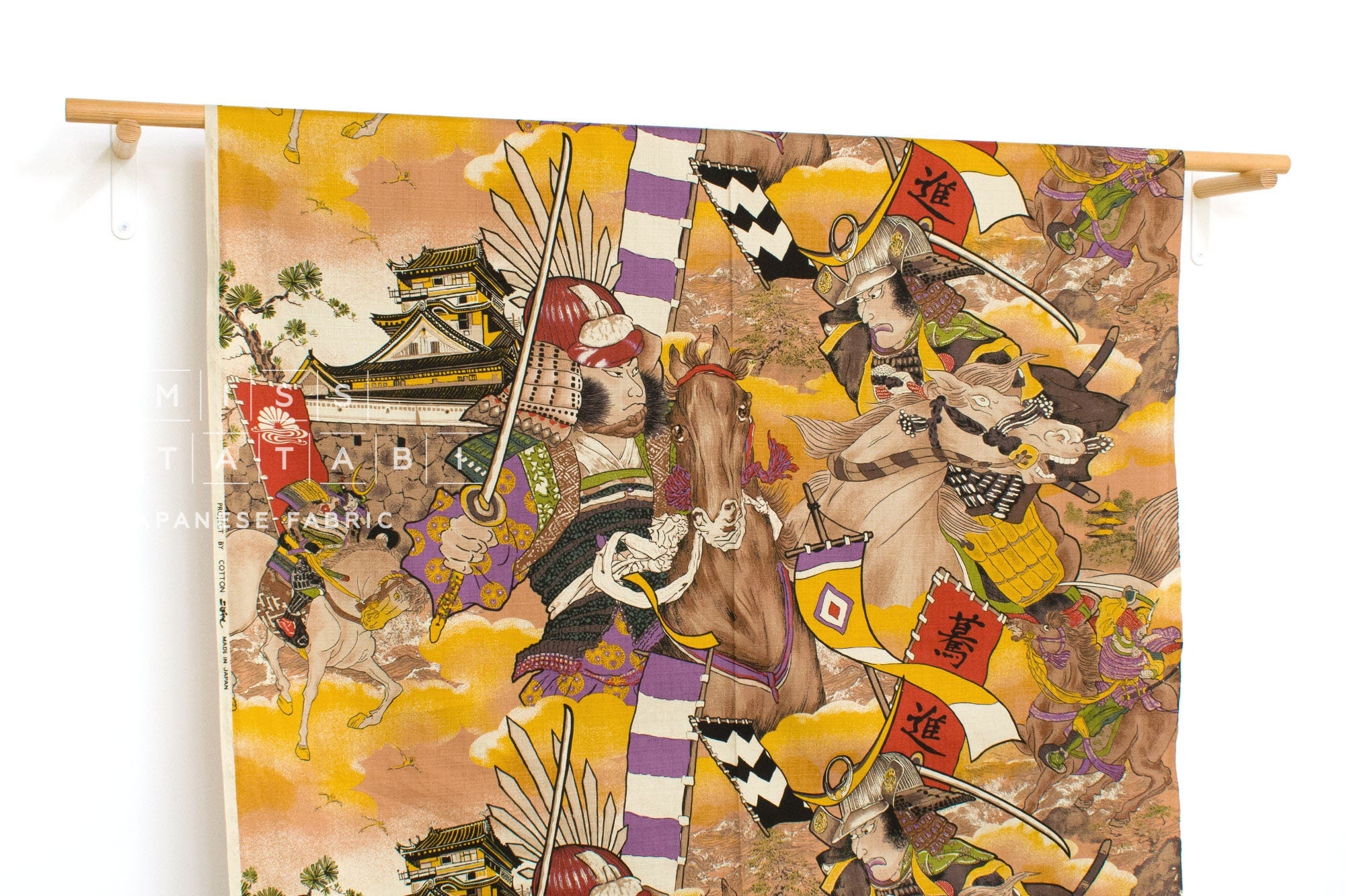 Japanese Fabric Samurai Battle - B - 50cm