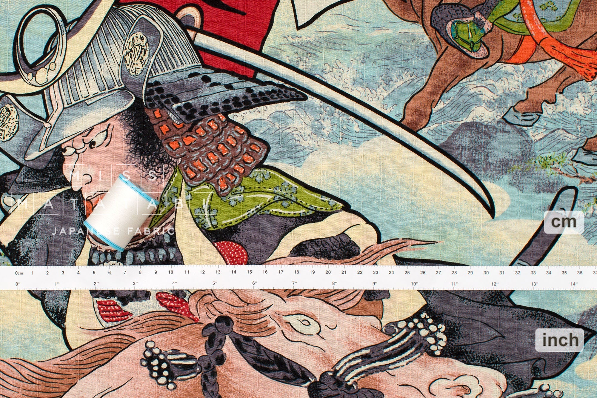 Japanese Fabric Samurai Battle - A - 50cm