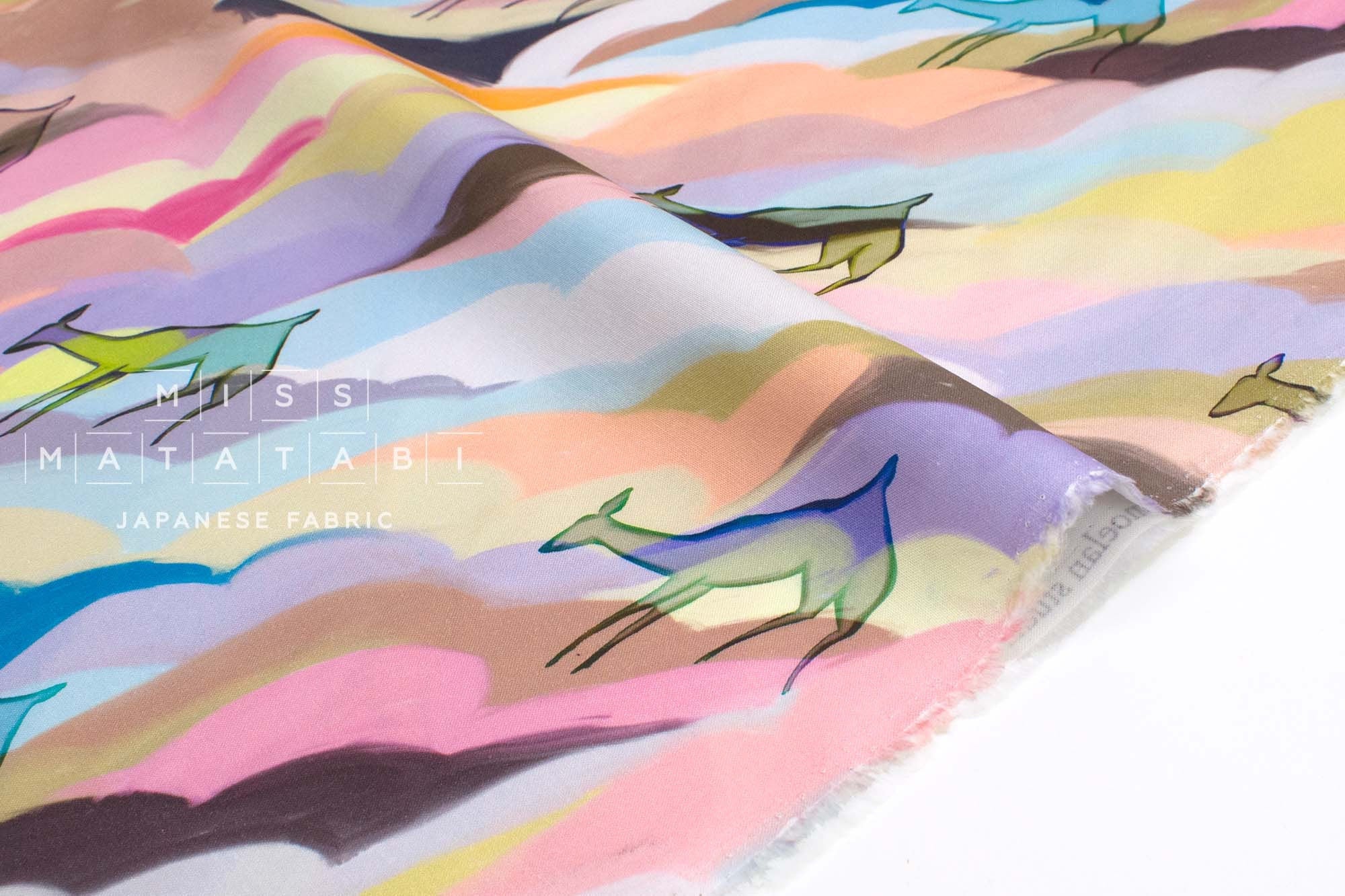 Japanese Fabric Sunset Clouds and Creature - 50cm