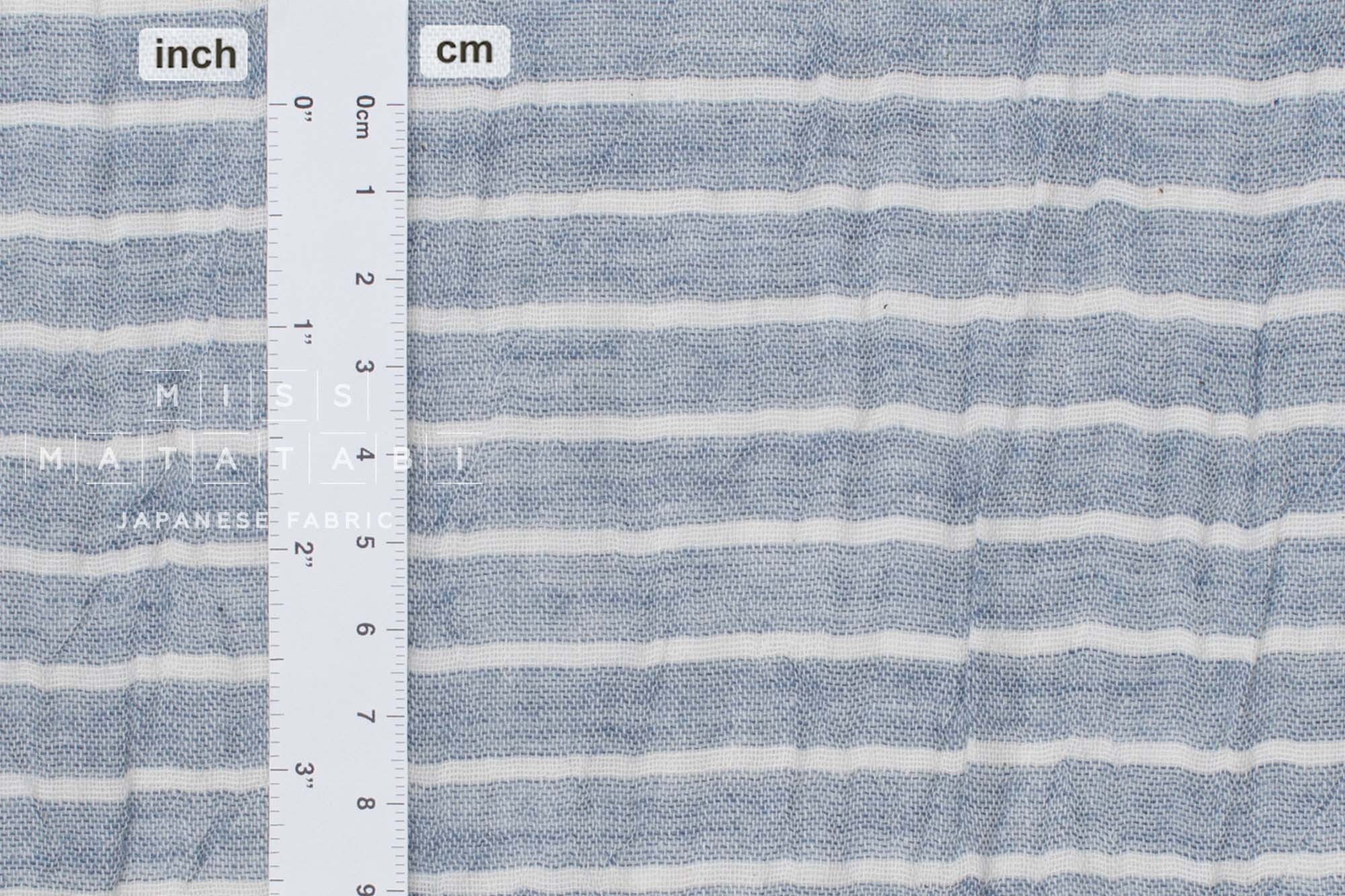 Japanese Fabric Shokunin Collection Yarn-Dyed Sun-Dried Double Gauze Stripes II - light blue -  50cm