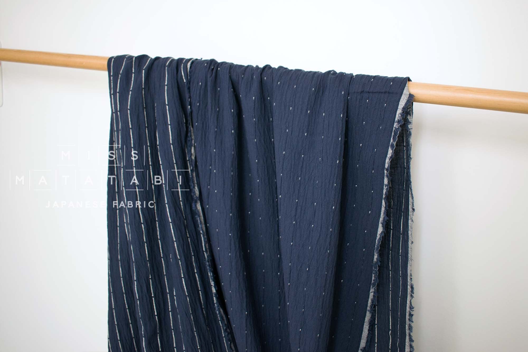 Japanese Fabric Shokunin Collection Yarn-Dyed Dot Dobby - navy blue - 50cm