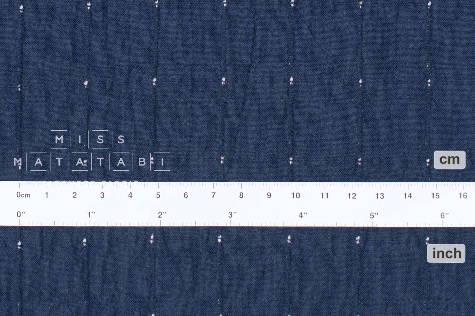 Japanese Fabric Shokunin Collection Yarn-Dyed Dot Dobby - navy blue - 50cm