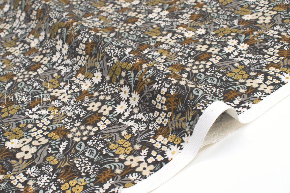 Cotton + Steel Rifle Paper Co. Bon Voyage - Meadow - grey multi metallic - 50cm