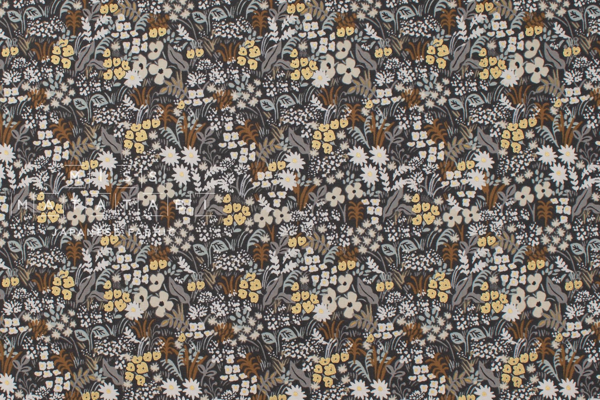Cotton + Steel Rifle Paper Co. Bon Voyage - Meadow - grey multi metallic - 50cm