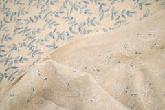 Japanese Fabric Shokunin Collection Yarn-Dyed Sun-Dried Kasuri Embroidered Linen Blend - blue -  50cm