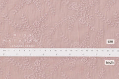 Japanese Fabric Shokunin Collection Sun-Dried Embroidered Cotton Lawn Lucia - rose -  50cm