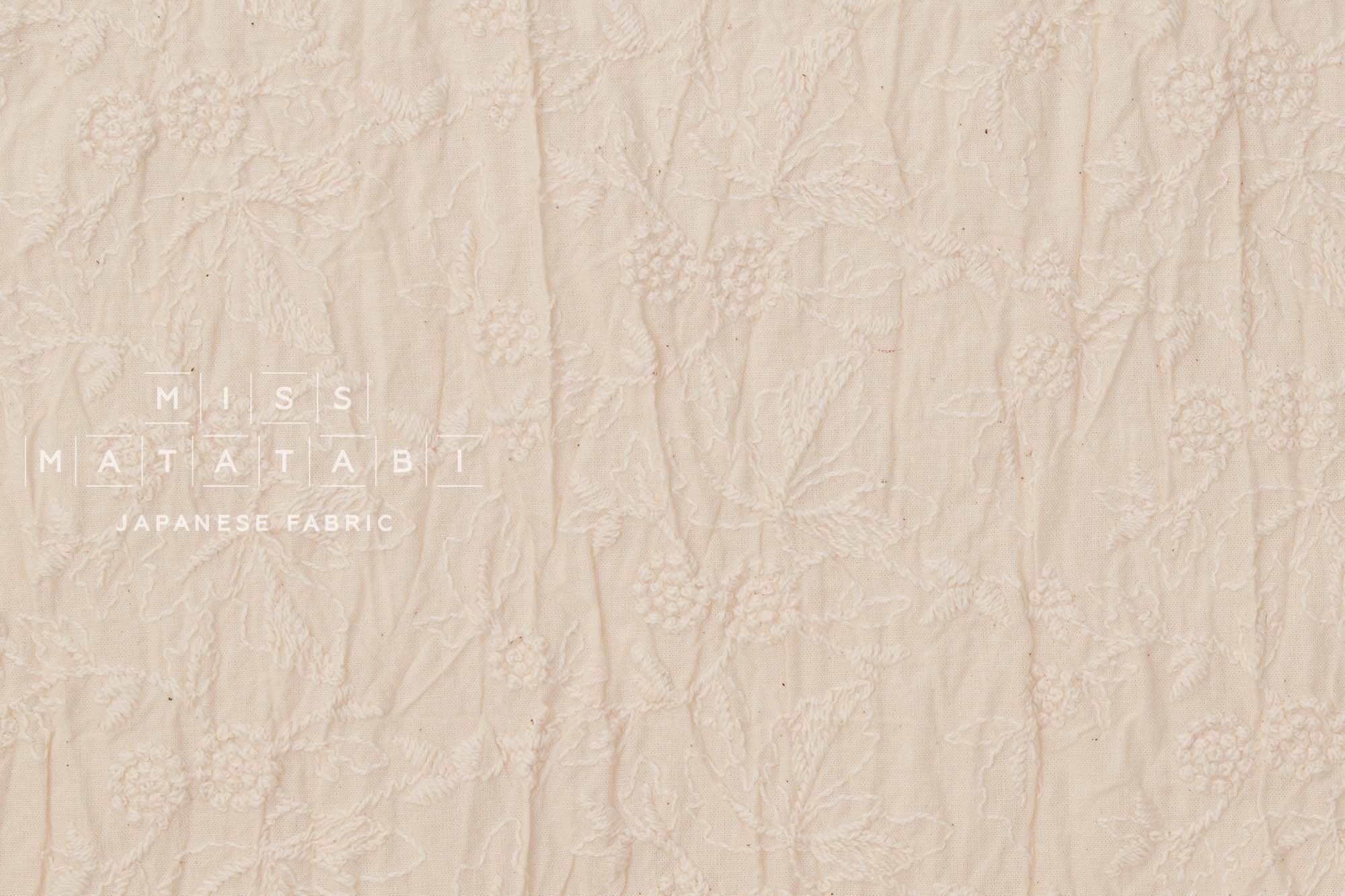 Japanese Fabric Shokunin Collection Sun-Dried Embroidered Cotton Batiste Carmella - cream -  50cm