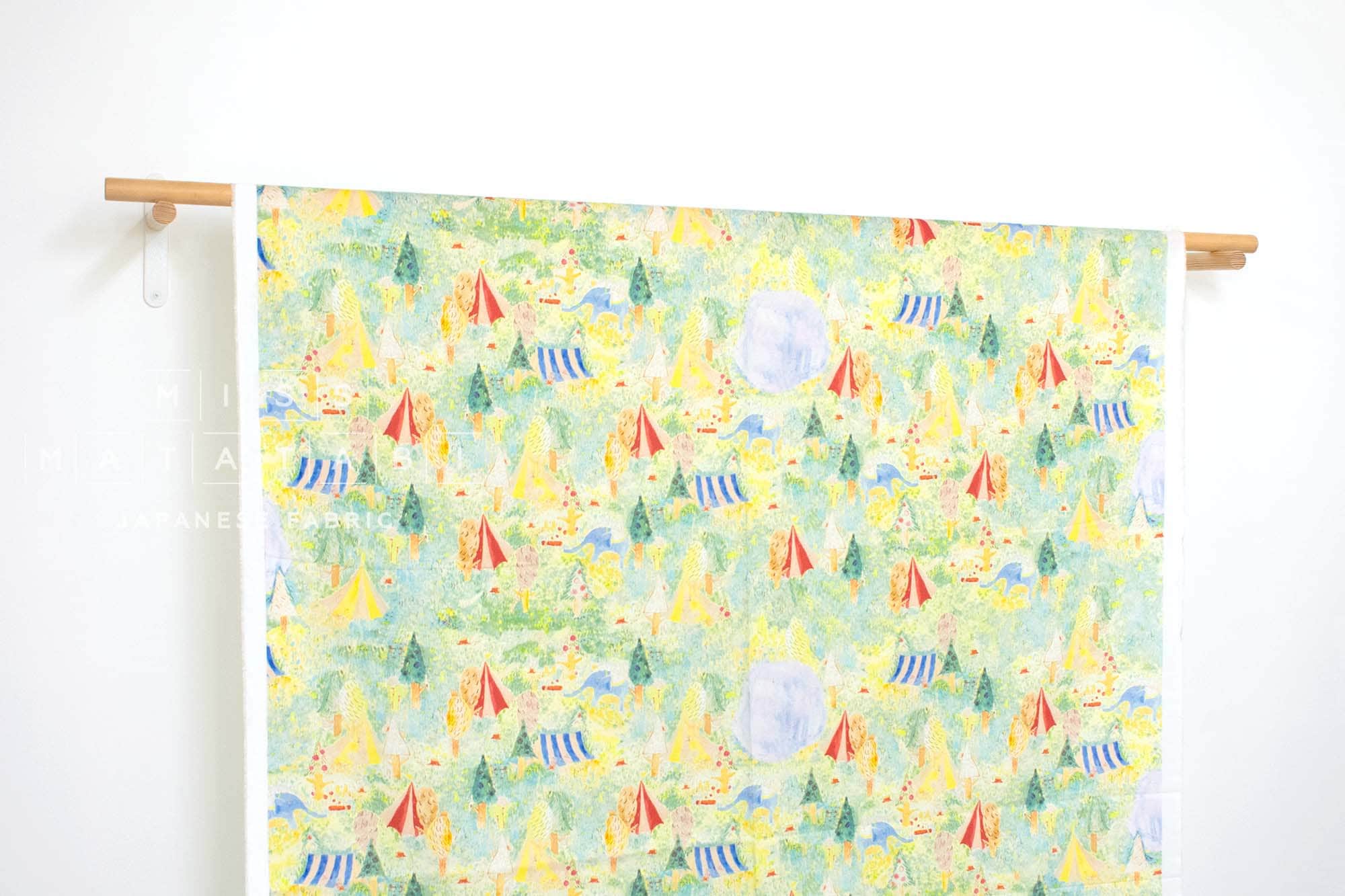 Japanese Fabric Kokka Paper Message Meadow Circus - 50cm