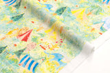 Japanese Fabric Kokka Paper Message Meadow Circus - 50cm