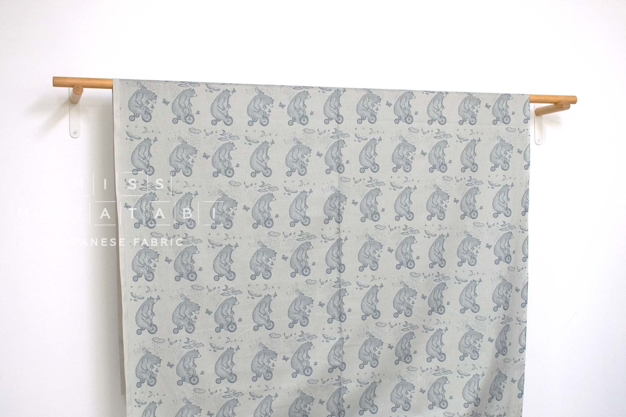 Japanese Fabric Bears Riding Bicycles - B3 - 50cm