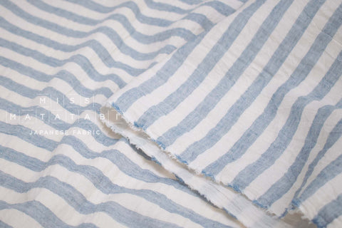 Japanese Fabric Shokunin Collection Yarn-Dyed Sun-Dried Double Gauze Stripes I - light blue -  50cm