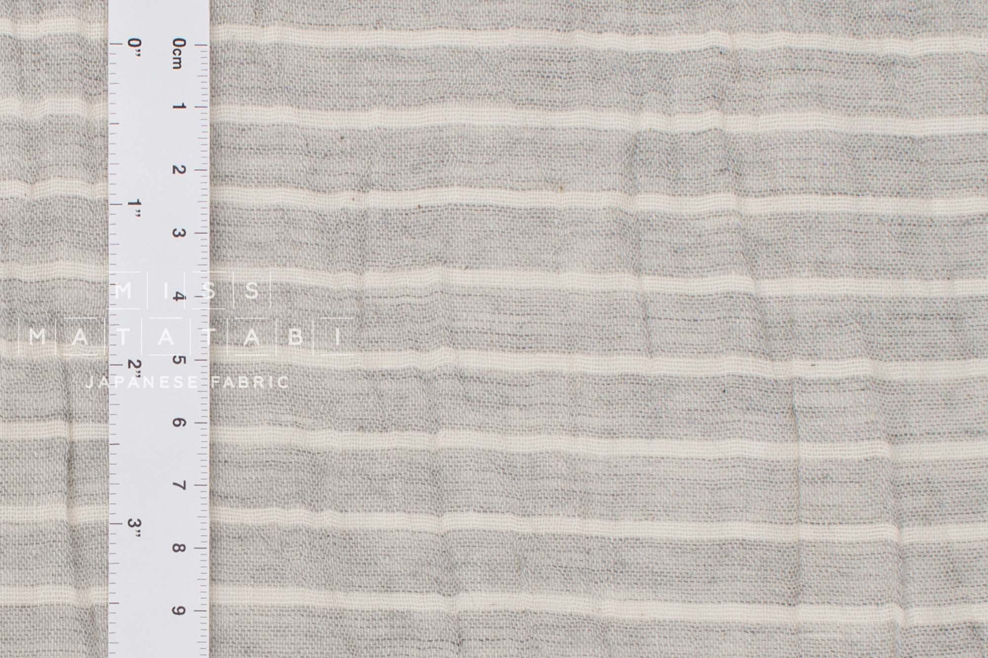 Japanese Fabric Shokunin Collection Yarn-Dyed Sun-Dried Double Gauze Stripes II - light grey -  50cm