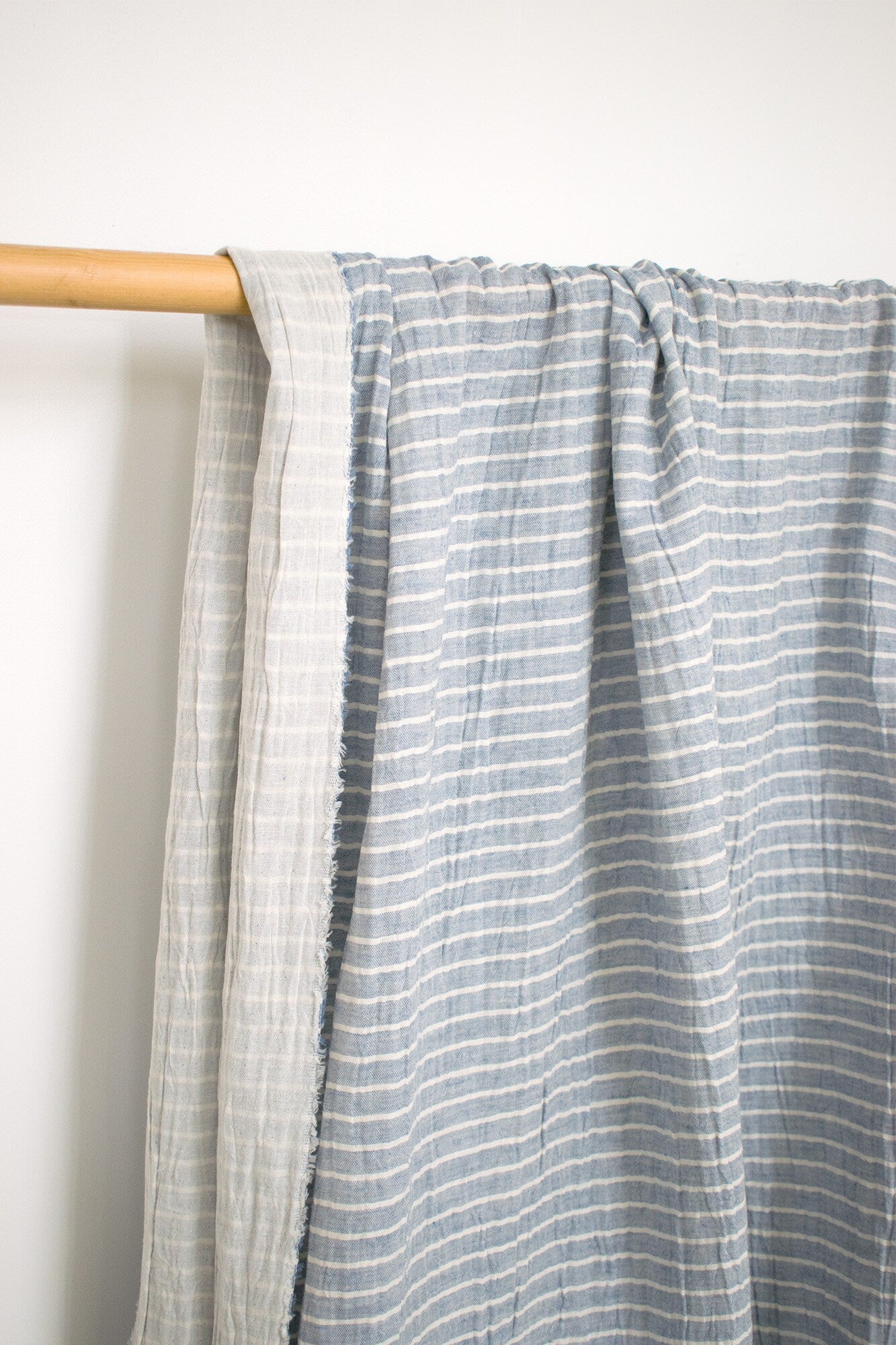 Japanese Fabric Shokunin Collection Yarn-Dyed Sun-Dried Double Gauze Stripes II - light blue -  50cm