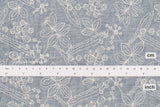 Japanese Fabric Shokunin Collection Yarn-Dyed Sun-Dried Embroidered Double Gauze - light blue -  50cm