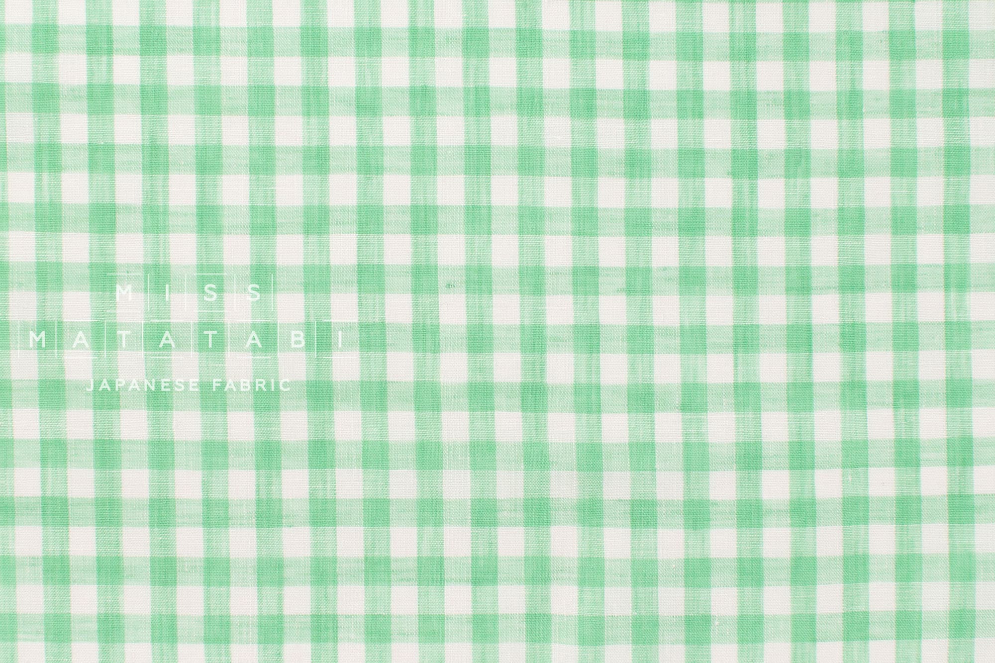 Japanese Fabric 100% linen gingham - mint -  50cm