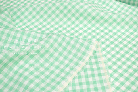 Japanese Fabric 100% linen gingham - mint -  50cm