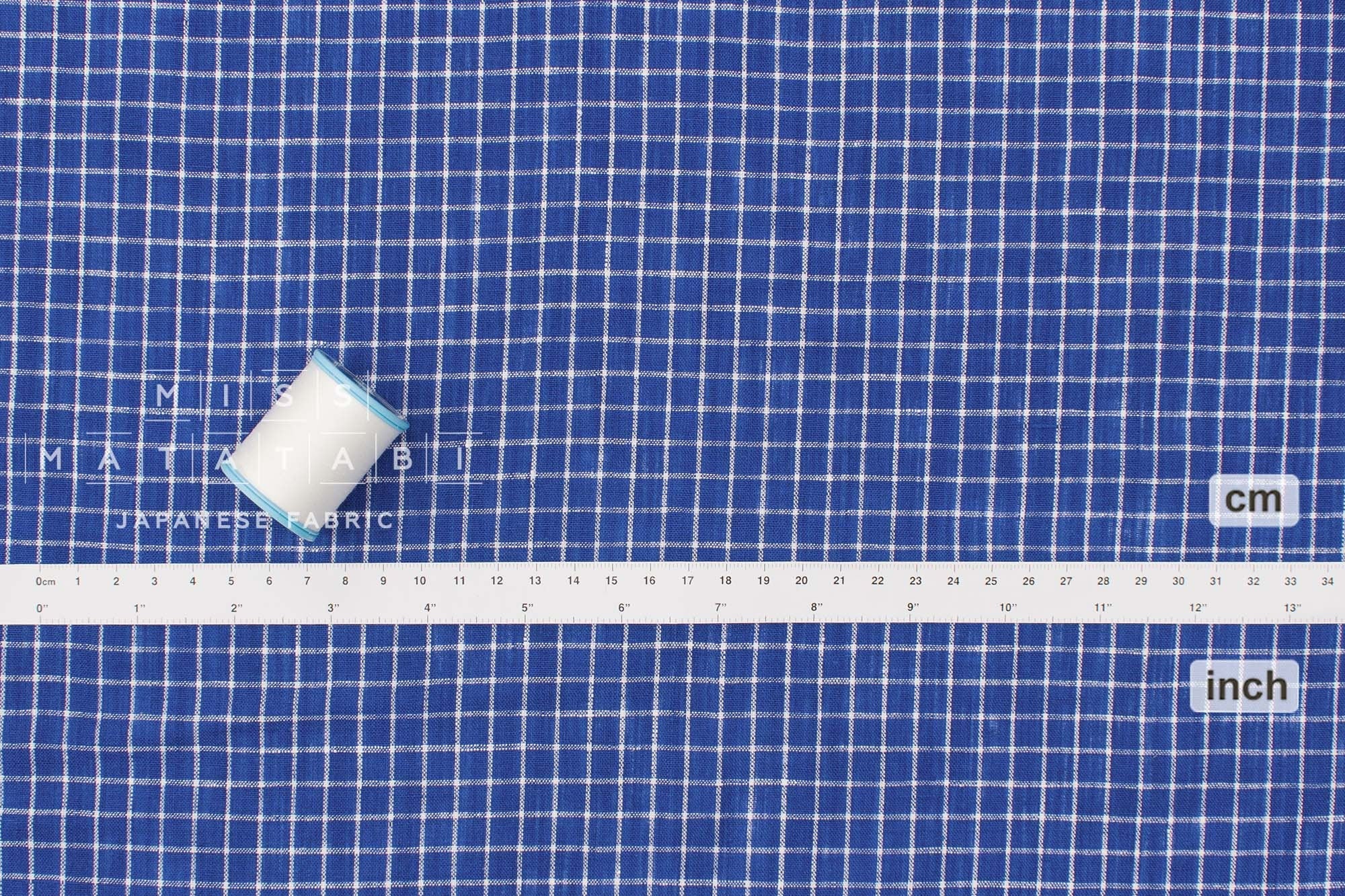Japanese Fabric 100% Linen Windowpane - 5 -  50cm