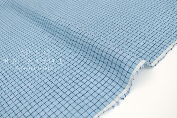 Japanese Fabric 100% Linen Windowpane - 6 -  50cm