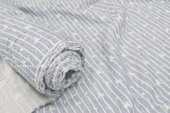 Japanese Fabric Shokunin Collection Yarn-Dyed Sun-Dried Embroidered Double Gauze Stripes II - light blue -  50cm