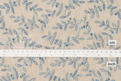 Japanese Fabric Shokunin Collection Yarn-Dyed Sun-Dried Kasuri Embroidered Linen Blend - blue -  50cm