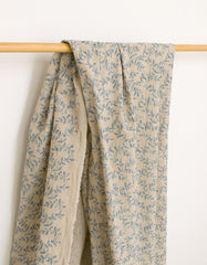 Japanese Fabric Shokunin Collection Yarn-Dyed Sun-Dried Kasuri Embroidered Linen Blend - blue -  50cm