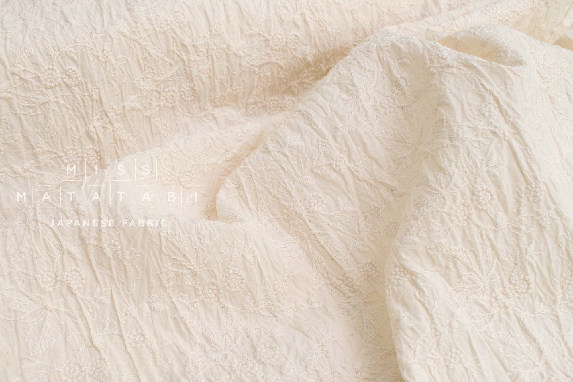 Japanese Fabric Shokunin Collection Sun-Dried Embroidered Cotton Batiste Carmella - cream -  50cm