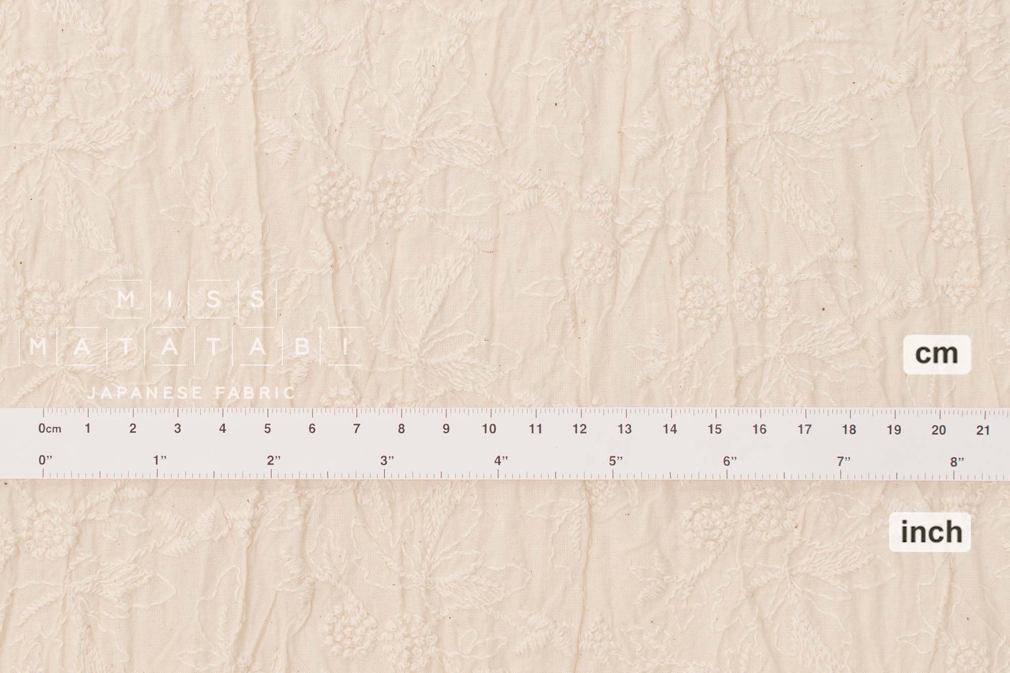Japanese Fabric Shokunin Collection Sun-Dried Embroidered Cotton Batiste Carmella - cream -  50cm