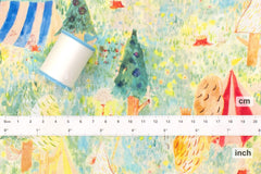 Japanese Fabric Kokka Paper Message Meadow Circus - 50cm