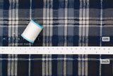 Japanese Fabric Shokunin Collection Yarn-Dyed Wool Plaid - navy blue - 50cm
