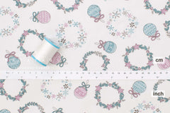 Japanese Fabric Noel Blanc Mistletoe and Ornaments - B1 - 50cm