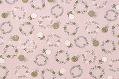 Japanese Fabric Noel Blanc Mistletoe and Ornaments - B2 - 50cm