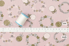 Japanese Fabric Noel Blanc Mistletoe and Ornaments - B2 - 50cm