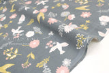 Japanese Fabric Corduroy Mjuk Tori to Hana - C2 - 50cm