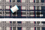 Japanese Fabric Yarn Dyed Wool Textured Plaid - blue, grey - 50cm