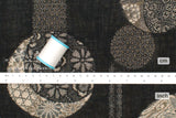 Japanese Fabric Yarn Dyed Jacquard Woven Crescent Moon - black, latte - 50cm
