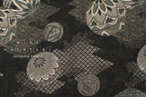Japanese Fabric Yarn Dyed Jacquard Woven Hishi Monyo - black, latte - 50cm