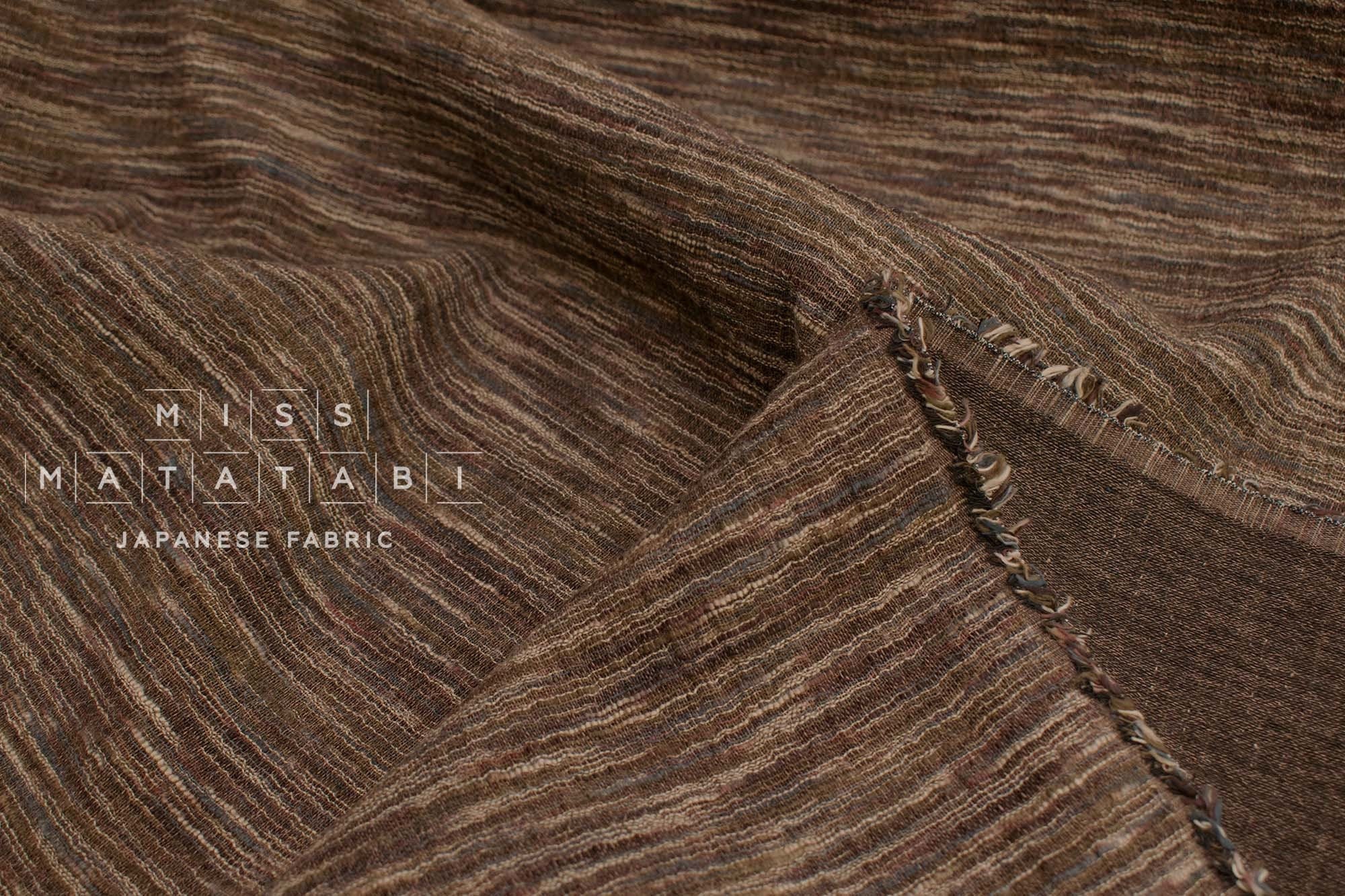 Japanese Fabric Shokunin Collection Yarn-Dyed Slub Kasuri - brown - 50cm