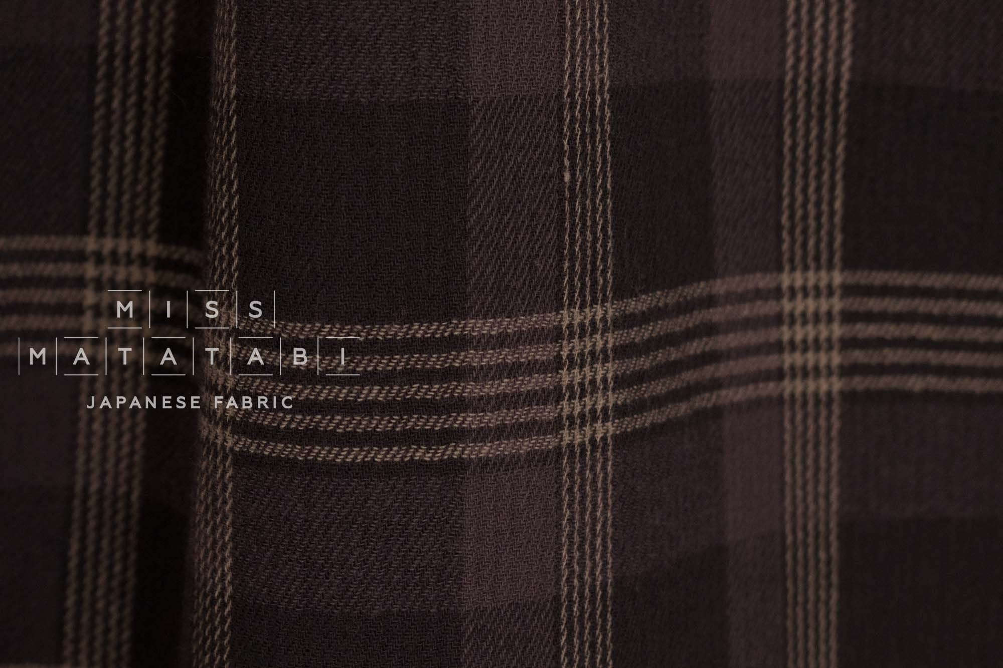 Japanese Fabric Shokunin Collection Yarn-Dyed Plaid and mini Houndstooth - eggplant - 50cm